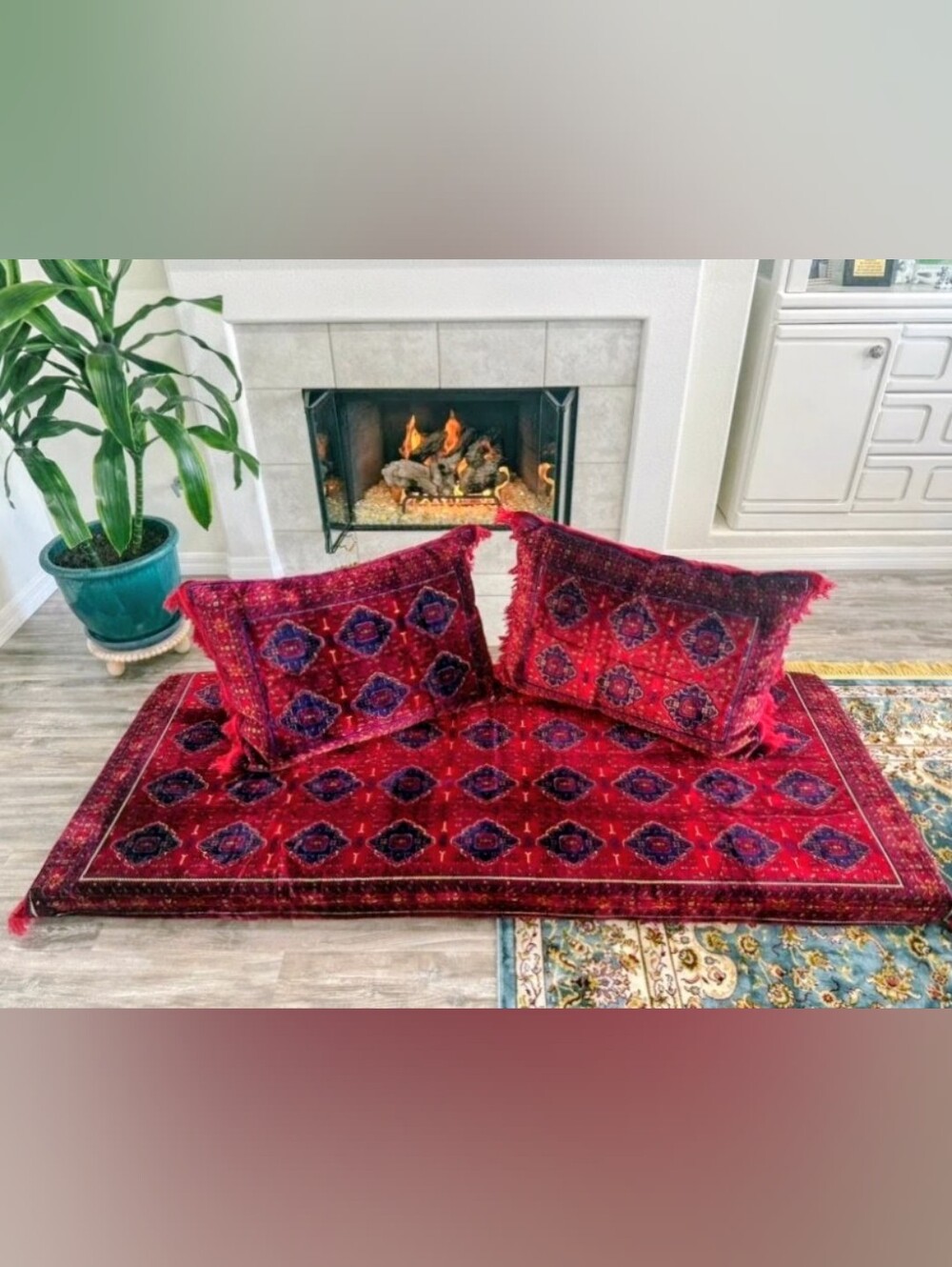 ​New Kuba Tekstil Turkish Boho Floor Cushion Cover & Pillow Set